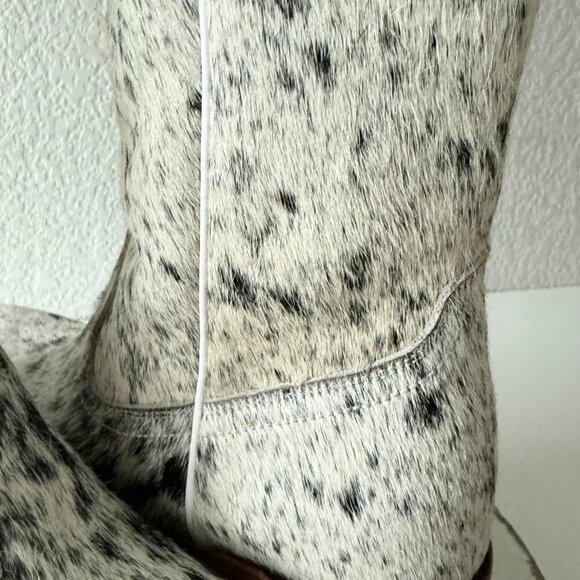 Lane Boots Womens Cowhide Cowboy Boots Tall Black Western Cow Skin Size 7 NEW - Picture 2 of 12